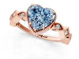 Rose gold Fancy Blue Heart  Milgrain Marquise Diamond Twist Band Ring_62
