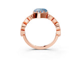 Rose gold Fancy Blue Heart  Milgrain Marquise Diamond Twist Band Ring_64