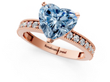 Rose gold Fancy Blue Heart  Milgrain Pave Diamond Engagement Ring with Four-Prong Setting_156