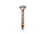 Rose gold Fancy Blue Heart  Milgrain Pave Diamond Engagement Ring with Four-Prong Setting_157
