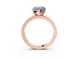 Rose gold Fancy Blue Heart  Milgrain Pave Diamond Engagement Ring with Four-Prong Setting_158