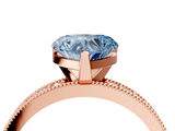 Rose gold Fancy Blue Heart  Milgrain Pave Diamond Engagement Ring with Four-Prong Setting_159