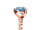 Rose gold Fancy Blue Heart  Solitaire Beaded Band Prong Setting Ring 5