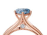 Rose gold Fancy Blue Heart  Solitaire Beaded Band Six-Prong Setting_4