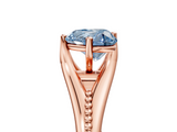 Rose gold Fancy Blue Heart  Solitaire Beaded Band Six-Prong Setting_5