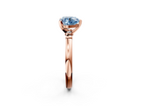 Rose gold Fancy Blue Heart  Solitaire Beaded Band with Four-Prong Setting_73