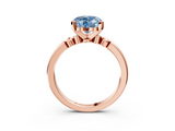 Rose gold Fancy Blue Heart  Solitaire Beaded Band with Four-Prong Setting_74
