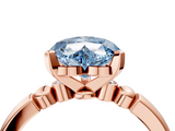 Rose gold Fancy Blue Heart  Solitaire Beaded Band with Four-Prong Setting_75