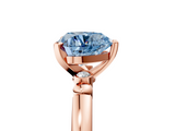 Rose gold Fancy Blue Heart  Solitaire Beaded Band with Four-Prong Setting_76