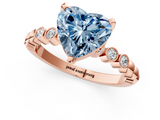 Rose gold Fancy Blue Heart  Solitaire Bezel Accent Diamond Engagement Ring with Beaded Band and Four-Prong Setting_44