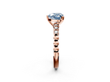 Rose gold Fancy Blue Heart  Solitaire Bezel Accent Diamond Engagement Ring with Beaded Band and Four-Prong Setting_45