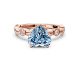Rose gold Fancy Blue Heart  Solitaire Bezel-Set Diamond Ring with Beaded Band and Four-Prong Setting_32