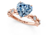 Rose gold Fancy Blue Heart  Solitaire Bezel-Set Diamond Ring with Beaded Band and Four-Prong Setting_33
