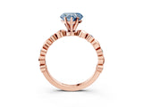 Rose gold Fancy Blue Heart  Solitaire Bezel-Set Diamond Ring with Beaded Band and Four-Prong Setting_35