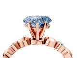 Rose gold Fancy Blue Heart  Solitaire Bezel-Set Diamond Ring with Beaded Band and Four-Prong Setting_36