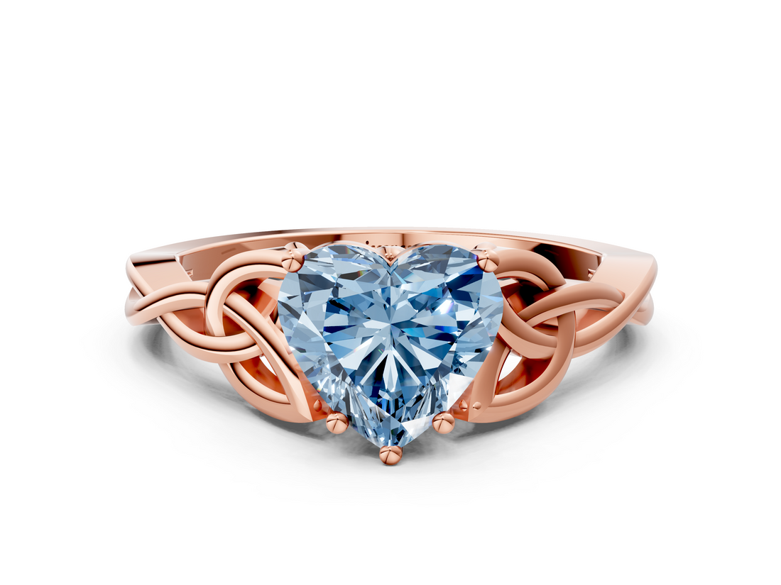 Rose gold Fancy Blue Heart  Solitaire Celtic Knot Engagement Ring with Four-Prong Setting_42