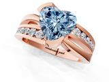 Rose gold Fancy Blue Heart  Solitaire Channel-Set Split Shank Ring with Tension Prong Setting_4