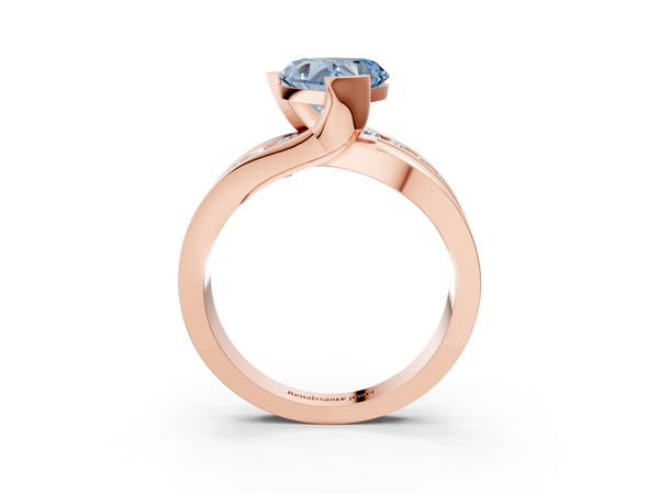 Rose gold Fancy Blue Heart  Solitaire Channel-Set Split Shank Ring with Tension Prong Setting