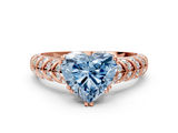 Rose gold Fancy Blue Heart  Solitaire Chevron Pave Diamond Engagement Ring with Six-Prong Setting_3