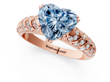 Rose gold Fancy Blue Heart  Solitaire Chevron Pave Diamond Engagement Ring with Six-Prong Setting_4