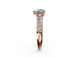 Rose gold Fancy Blue Heart  Solitaire Chevron Pave Diamond Engagement Ring with Six-Prong Setting_5