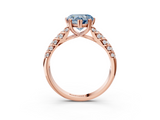 Rose gold Fancy Blue Heart  Solitaire Chevron Pave Diamond Engagement Ring with Six-Prong Setting_6