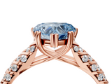 Rose gold Fancy Blue Heart  Solitaire Chevron Pave Diamond Engagement Ring with Six-Prong Setting_7