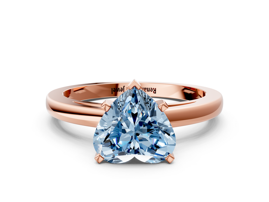 Rose gold Fancy Blue Heart  Solitaire Diamond Engagement Ring with Four-Prong Setting on a Classic Band