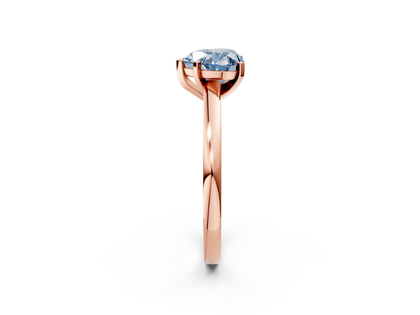 Rose gold Fancy Blue Heart  Solitaire Diamond Engagement Ring with Four-Prong Setting on a Classic Band