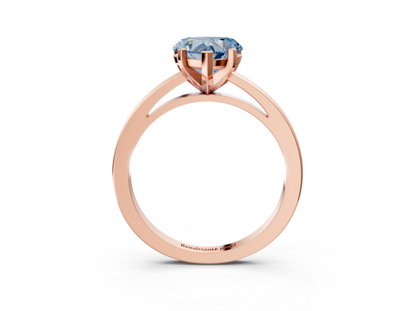 Rose gold Fancy Blue Heart  Solitaire Diamond Engagement Ring with Four-Prong Setting on a Classic Band