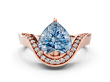 Rose gold Fancy Blue Heart  Solitaire Diamond Engagement Ring with Pave Band and Four-Prong Setting 1
