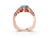Rose gold Fancy Blue Heart  Solitaire Diamond Engagement Ring with Pave Band and Four-Prong Setting 4