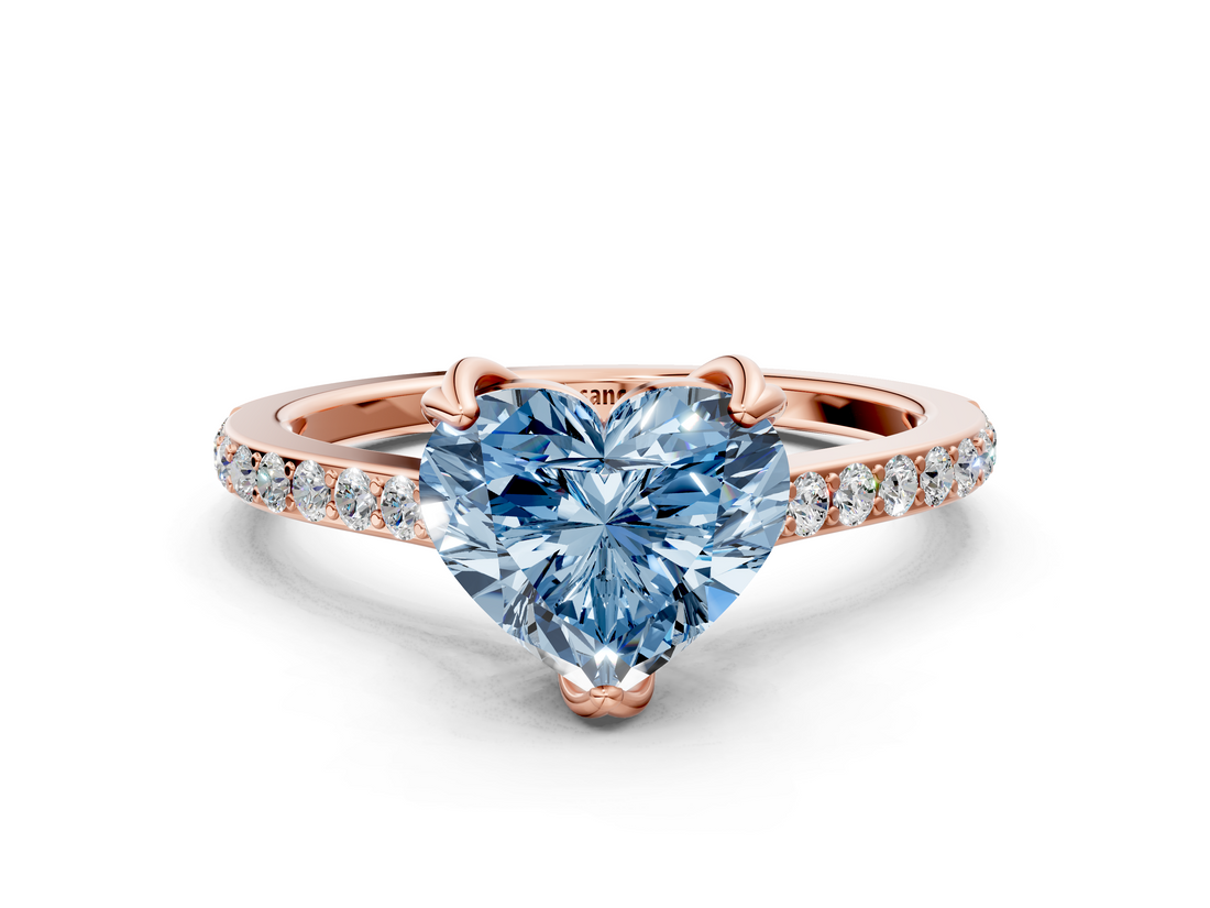 Rose gold Fancy Blue Heart  Solitaire Diamond Engagement Ring with Pave Band and Six-Prong Setting_20