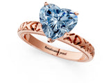 Rose gold Fancy Blue Heart  Solitaire Diamond Engagement Ring with XO Engraved Band and Four-Prong Setting 2
