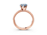 Rose gold Fancy Blue Heart  Solitaire Diamond Engagement Ring with XO Engraved Band and Four-Prong Setting 4