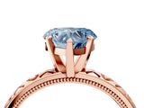 Rose gold Fancy Blue Heart  Solitaire Diamond Engagement Ring with XO Engraved Band and Four-Prong Setting 5