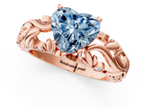 Rose gold Fancy Blue Heart  Solitaire Diamond Leaf Vine Band with Prong Setting_61