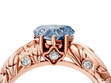 Rose gold Fancy Blue Heart  Solitaire Diamond Leaf Vine Band with Prong Setting_64