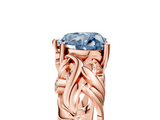 Rose gold Fancy Blue Heart  Solitaire Diamond Leaf Vine Band with Prong Setting_65