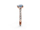 Rose gold Fancy Blue Heart  Solitaire Diamond Pavé Band with Four-Prong Setting_65