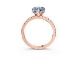 Rose gold Fancy Blue Heart  Solitaire Diamond Pavé Band with Four-Prong Setting_66