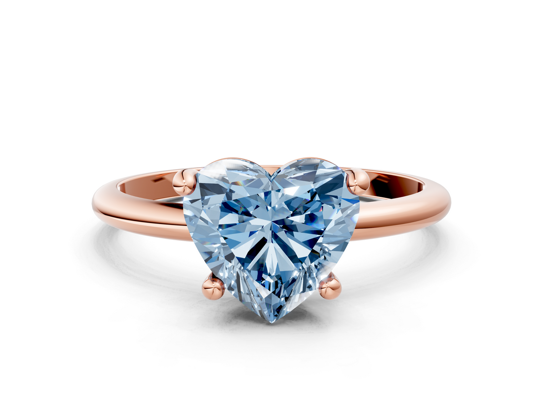 Rose gold Fancy Blue Heart  Solitaire Diamond Ring with 4-Prong Setting on a Classic Band_3