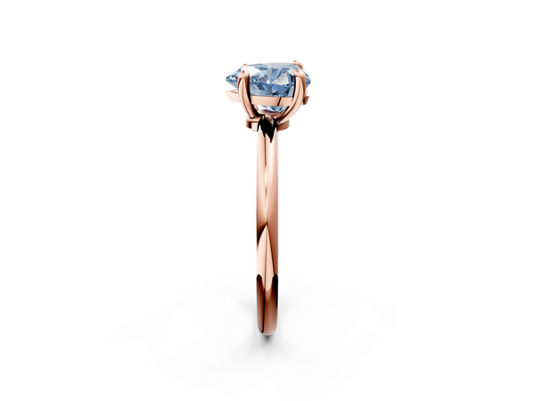 Rose gold Fancy Blue Heart  Solitaire Diamond Ring with 4-Prong Setting on a Classic Band