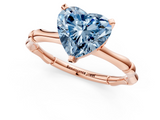 Rose gold Fancy Blue Heart  Solitaire Diamond Ring with Bamboo Band and Four-Prong Setting_37
