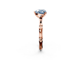 Rose gold Fancy Blue Heart  Solitaire Diamond Ring with Bamboo Band and Four-Prong Setting_38