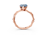 Rose gold Fancy Blue Heart  Solitaire Diamond Ring with Bamboo Band and Four-Prong Setting_39