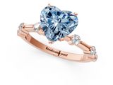 Rose gold Fancy Blue Heart  Solitaire Diamond Ring with Bezel Set Side Stones and Prong Setting_4