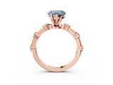 Rose gold Fancy Blue Heart  Solitaire Diamond Ring with Bezel Set Side Stones and Prong Setting_6