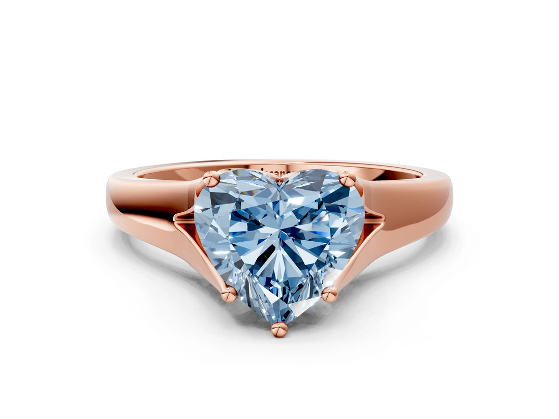 Rose gold Fancy Blue Heart  Solitaire Diamond Ring with Cathedral Band and Four-Prong Setting_66