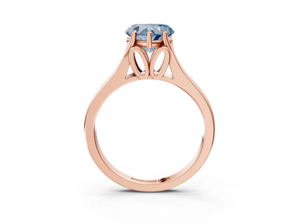 Rose Gold Heart-Shaped Cathedral Solitaire Engagement Ring Setting for Fancy Blue Center with Split Shoulders